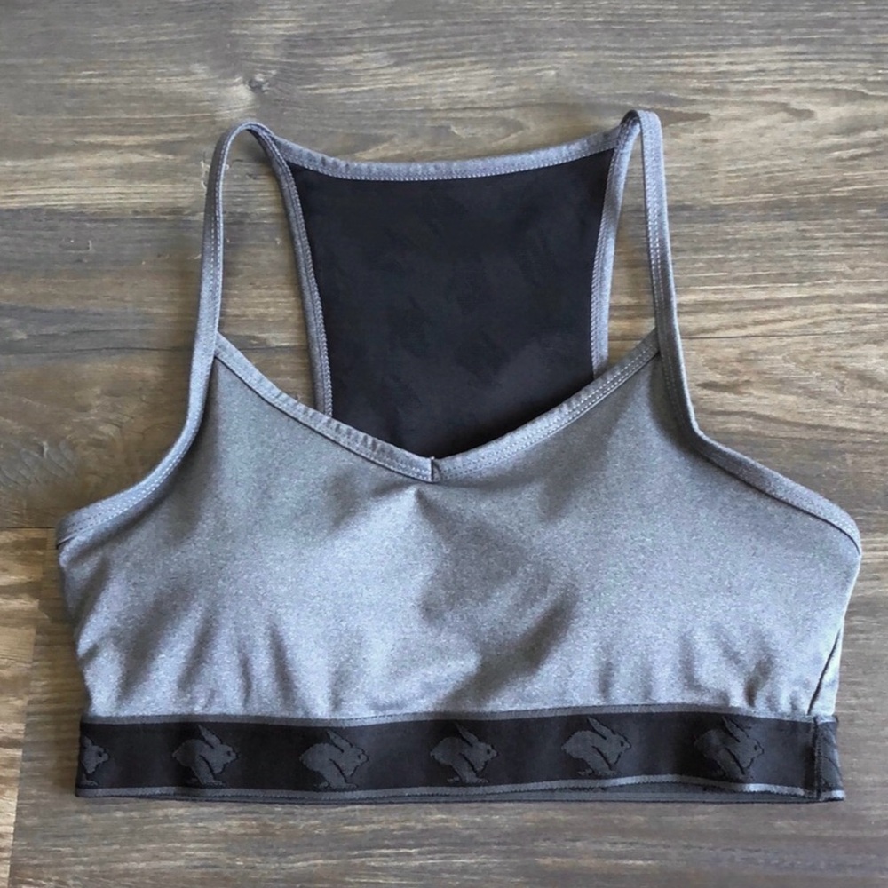 Rabbit strappy pocket Sports Bra - grey size Small
